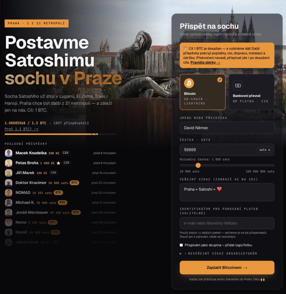 Projekt Satoshi monument v Praze. Zdroj: satoshi.jednadvacet.org
